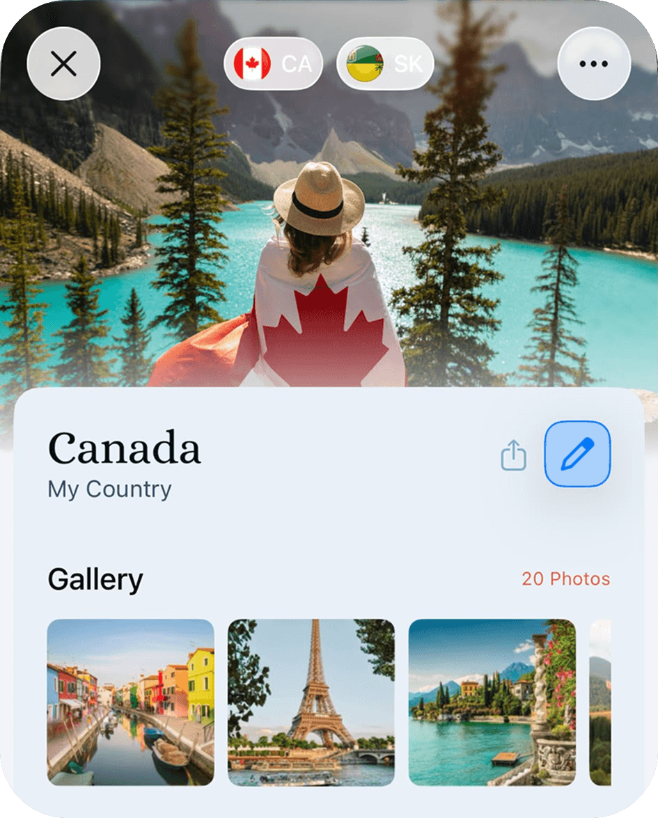 Canada destination details screenshot