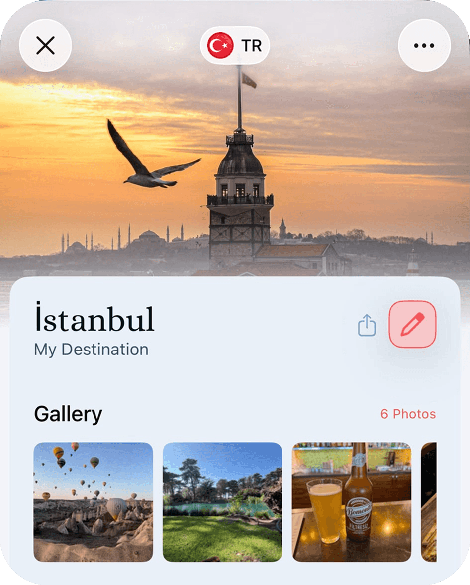 Istanbul destination details screenshot